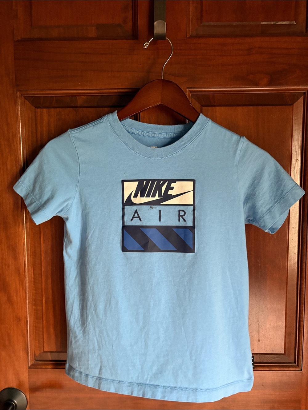 Nike Air Logo Light Blue Short Sleeve Tee- Boy's Medium